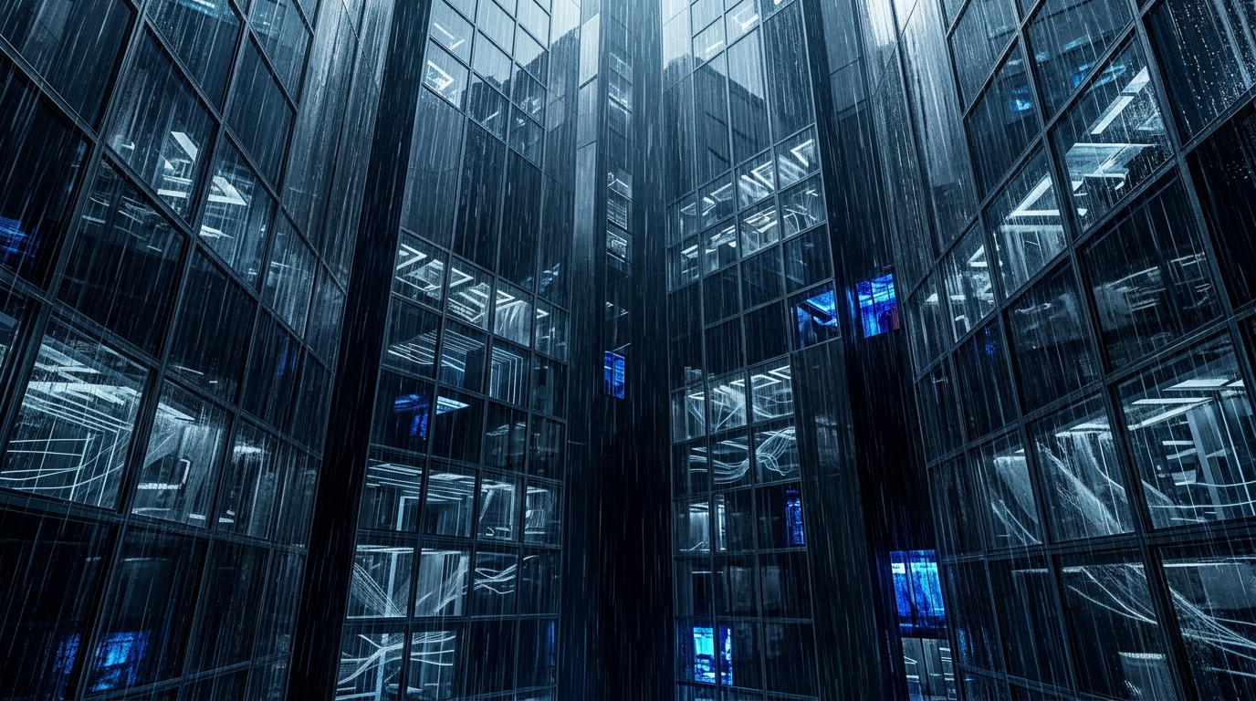 Monolithic silicon towers and lines of logic in the rain